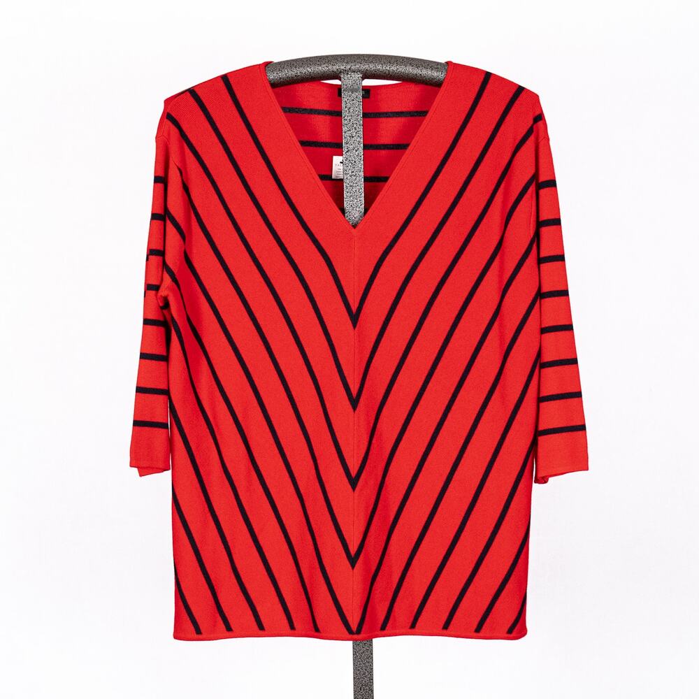 Talbots Women's Sweater Plus Size 1X Red & Blue Stripe Nautical Patriotic Casual